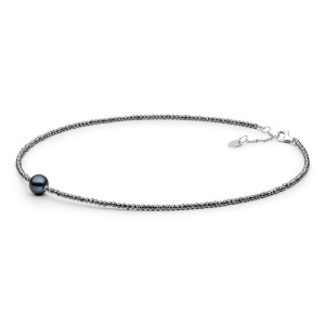 Colier cu perla naturala neagra si terahertz cu argint 45 cm DiAmanti 224-90-G (Argint 925‰ 0,65 g.)